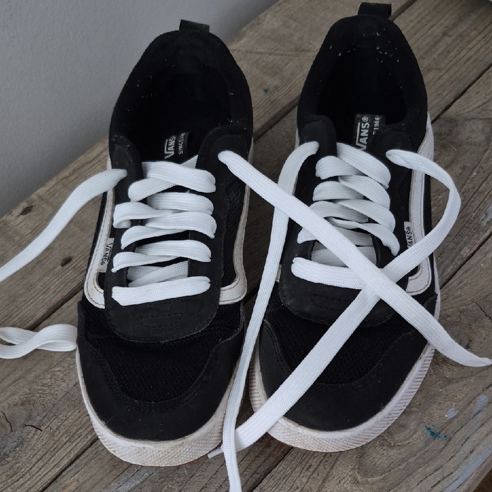 Vans Black and White Lace-Up Sneakers